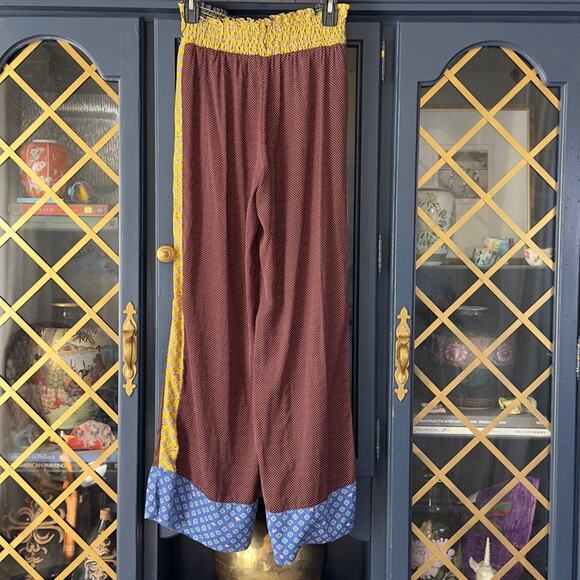 Aerie Colorful Patchwork Boho Hippie Wide Leg Pull On Festival Pants size Medium - Picture 5 of 7